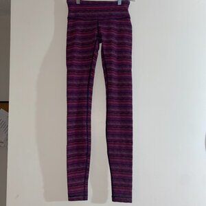 Lululemon Athletica Wunder Under Cyber Stripe Purple Side Back Pockets Leggings